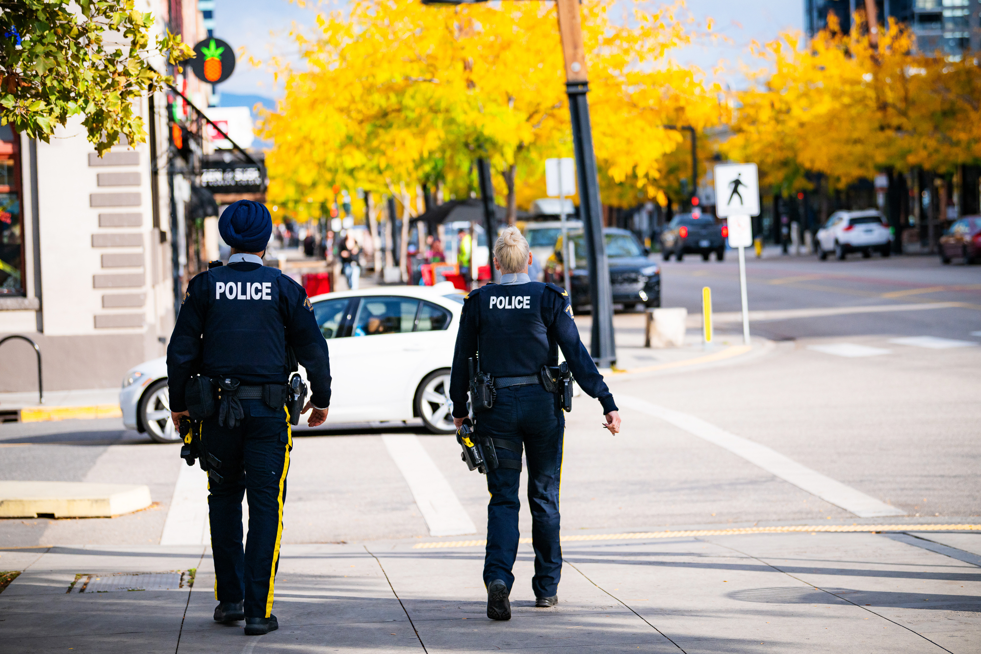 RCMP officers speaking with a member of the public